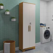 Armário Multiuso Prisma 2 Portas 100% Mdf Amêndoa/Off White - Rio Doce