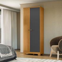 Armário Multiuso Ripado 2 Portas Cabideiro Organizador Vassoura Virtus com Chave