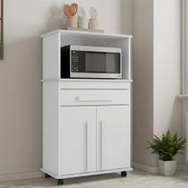 Armário Multiuso Toronto com 2 Portas 1 Gaveta e Nicho para Micro-Ondas com Rodízios Armário Multiuso Toronto com 2 Portas 1 Gaveta e Nicho para Micro-Ondas com Rodízios