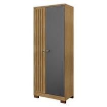 Armário Multiuso Versatile 2 Portas Com Chave Carvalho Americano Grafite - Incorplac