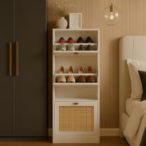 Armário Multiuso Vertical Sapateira Tropical c 3 Portas Branco Poquema Móveis