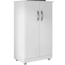 Armário Multiutilização Rosa 2 Portas 3 Prateleiras Branco