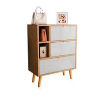 Armário Off White/Freijó Gabinete Multiuso Sapateira Para Quarto Cozinha