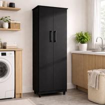 Armário Organizador Multiuso Preto Pequeno 2 Portas Nina