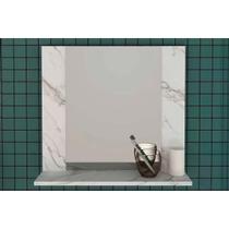 Armário p/ Banheiro BN3610 c/ Espelho cor Mármore Branco - Tecno Mobili