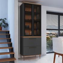 Armário Paneleiro 2 Portas 2 Gavetas Vidro Fume Isabelle Armário Paneleiro 2 Portas 2 Gavetas Vidro Fume Isabelle