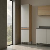 Armário Paneleiro 2 Portas Cozinha Modulada Serena MDP 40x202x31,5cm Avelã/Branco Texturizado 0466