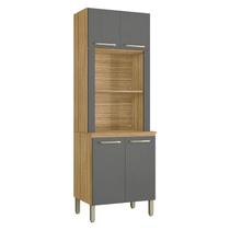 Armário Paneleiro Ametista Duplo Forno Freijó Gris - Kits Paraná Armário Paneleiro Ametista Duplo Forno Freijó Gris - Kits Paraná