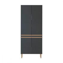 Armário Paneleiro Com 4 Portas 80x202cm Sabrina Menu Móveis Preto