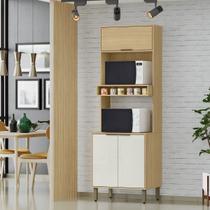 Armário Paneleiro de Cozinha e Torre Quente 2 Fornos - Glória Castanho/Off White