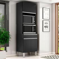 Armário Paneleiro Torre Quente 2 Fornos Ambiente Andréia Preto Fosco - AJL