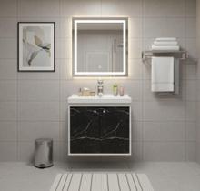 Armário Para Banheiro 50Cm Mdf Com Cuba - Bergamo Preto