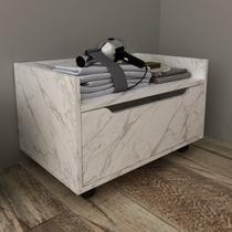 Armário para Banheiro 60cm com 1 Gavetas e Rodízio Bn3647 Mármore Branco