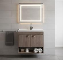 Armário Para Banheiro 60Cm Mdf Com Cuba - Crotone Munique