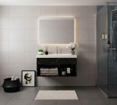 Armário Para Banheiro 60Cm Mdf Com Cuba - Zoff Preto