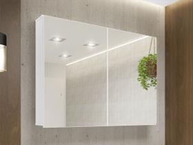 Armário para banheiro aéreo 02 portas com espelhos Malbec Branco Móveis Bosi