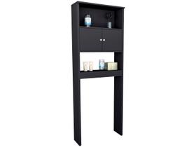 Armário Para Banheiro Com 2 Portas e 3 Prateleiras Slim Preto Lilies Móveis Armário Para Banheiro Com 2 Portas e 3 Prateleiras Slim Preto Lilies Móveis