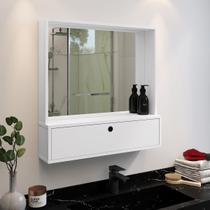 Armário Para Banheiro Com Espelho Amplo - Branco - Emes Móveis