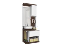 Armário Para Banheiro com Espelho Paris Nogal Ebano e Branco Armário Para Banheiro com Espelho Paris Nogal Ebano e Branco