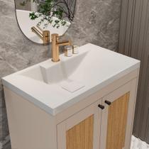 Armário Para Banheiro Completo Gabinete Artemis, com 2 Portas Cuba em Resina e Espelheira.