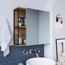 Armário para Banheiro Industrial com Espelho e 2 Nichos - Preto/Mel Armário para Banheiro Industrial com Espelho e 2 Nichos - Preto/Mel