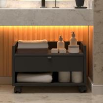 Armário Para Banheiro Prisma Com Uma Gaveta Nicho E Rodízios - JM3 - JM3 MÓVEIS Armário Para Banheiro Prisma Com Uma Gaveta Nicho E Rodízios - JM3 - JM3 MÓVEIS