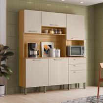 Armário para Cozinha 100% MDF 6 Portas 2 Gavetas Ferrara Plus Bege/Freijó/Soft
