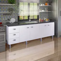 Armário para Cozinha 174 Cm 4 Portas 3 Gavetas São Luis