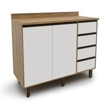 Armário para Cozinha 2 Portas 4 Gavetas Confort Branco/Cinamomo/Off-White Armário para Cozinha 2 Portas 4 Gavetas Confort Branco/Cinamomo/Off-White