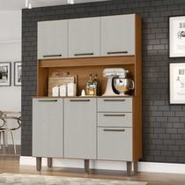 Armário para Cozinha 6 Portas 2 Gavetas 120cm Bege/Cinamomo/Areia