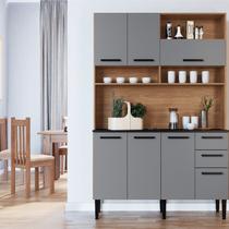Armário para Cozinha 7 Portas 2 Gavetas Cinza/Freijo