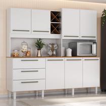 Armário para Cozinha 7 Portas 3 Gavetas com Balcão e Porta Garrafas Ajax