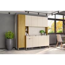Armário para Cozinha 9 Portas 1 Gaveta Pulse Bege/Freijó/Vanilla/Cp-Riscatto Armário para Cozinha 9 Portas 1 Gaveta Pulse Bege/Freijó/Vanilla/Cp-Riscatto