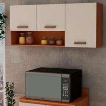 Armário para Cozinha Aéreo 3 Portas Essência Bege/Freijo/Off White Armário para Cozinha Aéreo 3 Portas Essência Bege/Freijo/Off White