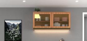 Armário para Cozinha Aéreo Porta de Vidro 120cm Cecília Marrom/Freijó/Off White Armário para Cozinha Aéreo Porta de Vidro 120cm Cecília Marrom/Freijó/Off White