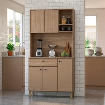Armário para Cozinha Elis 90cm MDF 15mm 5 Portas 1 Gaveta Champagne / Rosé