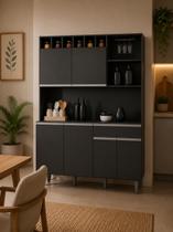 Armário Para Cozinha Kit Alice Ambiente Cinza Fosco Ajl
