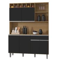 Armário Para Cozinha Kit Alice Amendoa Preto - Ajl