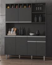 Armário Para Cozinha Kit Alice com Nichos Cinza Fosco Ajl