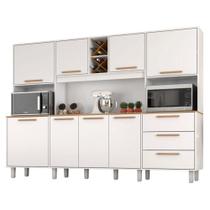 Armário Para Cozinha Kit Apollo 8 Portas 3 Gavetas Branco Fosco Brilho - Zanzini