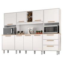 Armário para Cozinha Kit Apollo 8 Portas 3 Gavetas Branco Fosco Brilho - Zanzini Armário para Cozinha Kit Apollo 8 Portas 3 Gavetas Branco Fosco Brilho - Zanzini