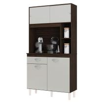 Armário Para Cozinha Kit Duda 90 Cm Chocolate Off White - Poquema