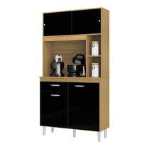 Armário para Cozinha Kit Duda 90 cm Damasco Preto Poquema