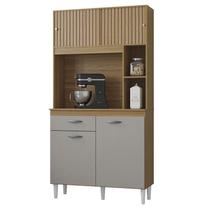 Armário Para Cozinha Kit Duda 90 cm Damasco Ripado Off White- Poquema