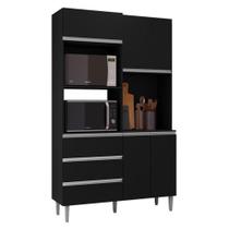 Armário Para Cozinha Kit Livia 120 Cm Preto Fosco - Ajl Armário Para Cozinha Kit Livia 120 Cm Preto Fosco - Ajl