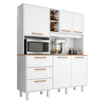 Armário para Cozinha Kit Max 160 cm 5 Portas 3 Gavetas Branco Fosco Brilho - Zanzini Armário para Cozinha Kit Max 160 cm 5 Portas 3 Gavetas Branco Fosco Brilho - Zanzini