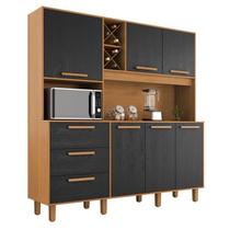 Armário para Cozinha Kit Max 181 cm 6 Portas 3 Gavetas Cinamomo Preto Catedral Fosco - Zanzini Armário para Cozinha Kit Max 181 cm 6 Portas 3 Gavetas Cinamomo Preto Catedral Fosco - Zanzini