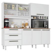 Armário para Cozinha Kit Mega 6 Portas 3 Gavetas 207,4cm Branco Fosco Brilho Zanzini Móveis Armário para Cozinha Kit Mega 6 Portas 3 Gavetas 207,4cm Branco Fosco Brilho Zanzini Móveis