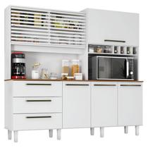 Armário para Cozinha Kit Mega 6 Portas 3 Gavetas Branco Fosco Brilho - Zanzini