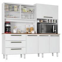 Armário para Cozinha Kit Mega 6 Portas 3 Gavetas Branco Fosco Brilho - Zanzini Armário para Cozinha Kit Mega 6 Portas 3 Gavetas Branco Fosco Brilho - Zanzini
